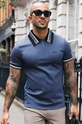 Turbo Contrast Tone Zip Collar Men's Polo Shirt